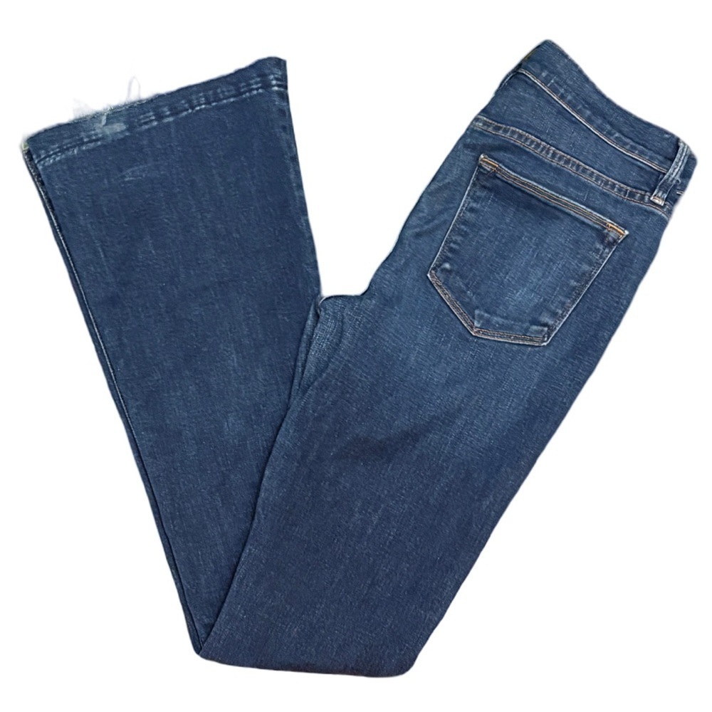 Frame Le High Flare High Rise Raw Released Fray Hem Med Blue Denim Jeans Size 28 - Picture 7 of 14